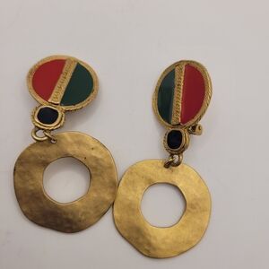Etruscan Gripox Matte Gold Statement Vintage Earrings